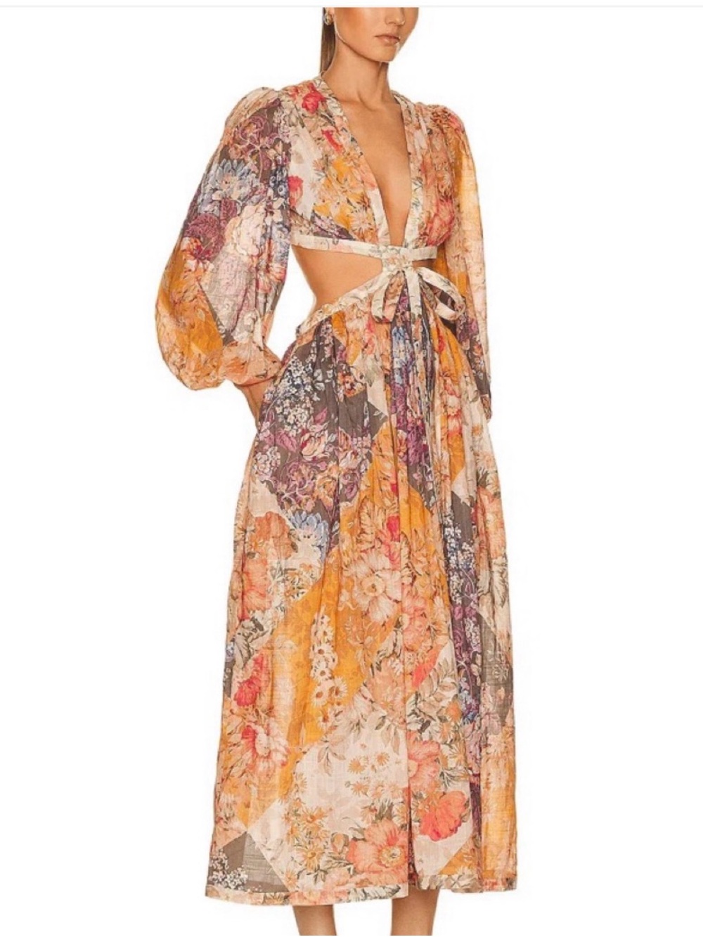 Zimmerman Patti Floral Patchwork Cutout Midi Maxi Dress Size 2